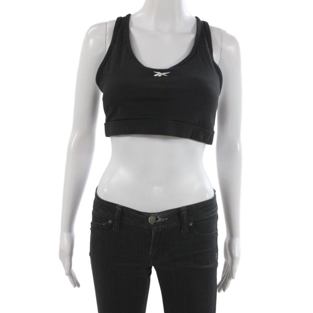 Reebok Womens Spandex Raceback Sports Bra Black Size L
